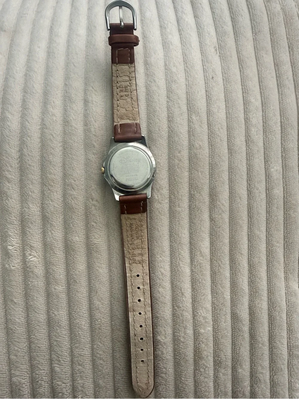 Vintage Disney Mickey Mouse Wristwatch With Brown Leather Band #MC0296